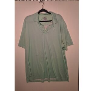 Callaway Opti-Dri Mens XL Polo Green White Micro Check‎ Golf Top Short Sleeve